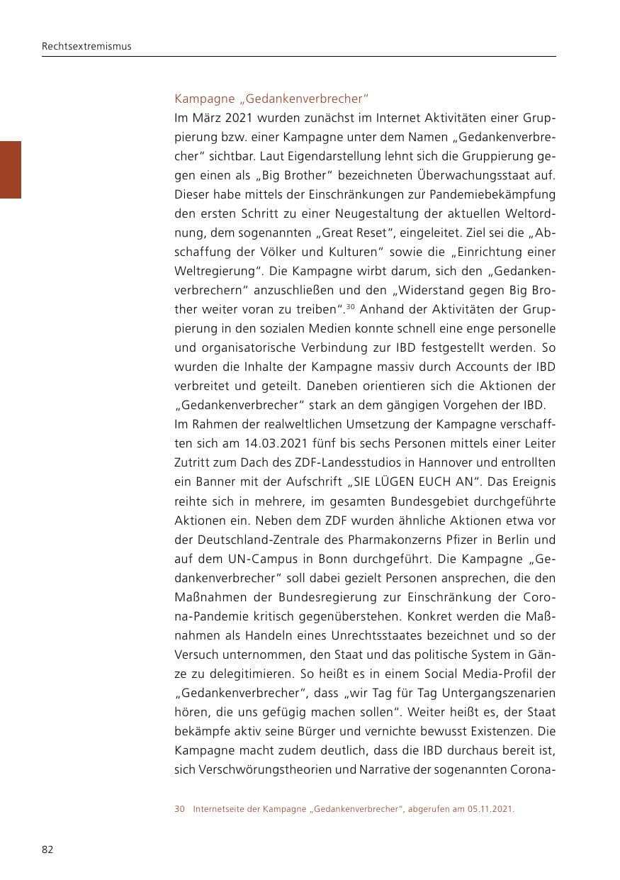 Seite 84 des Verfassungsschutzbericht 2021 Niedersachsen