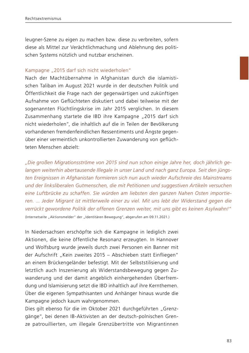 Seite 85 des Verfassungsschutzbericht 2021 Niedersachsen