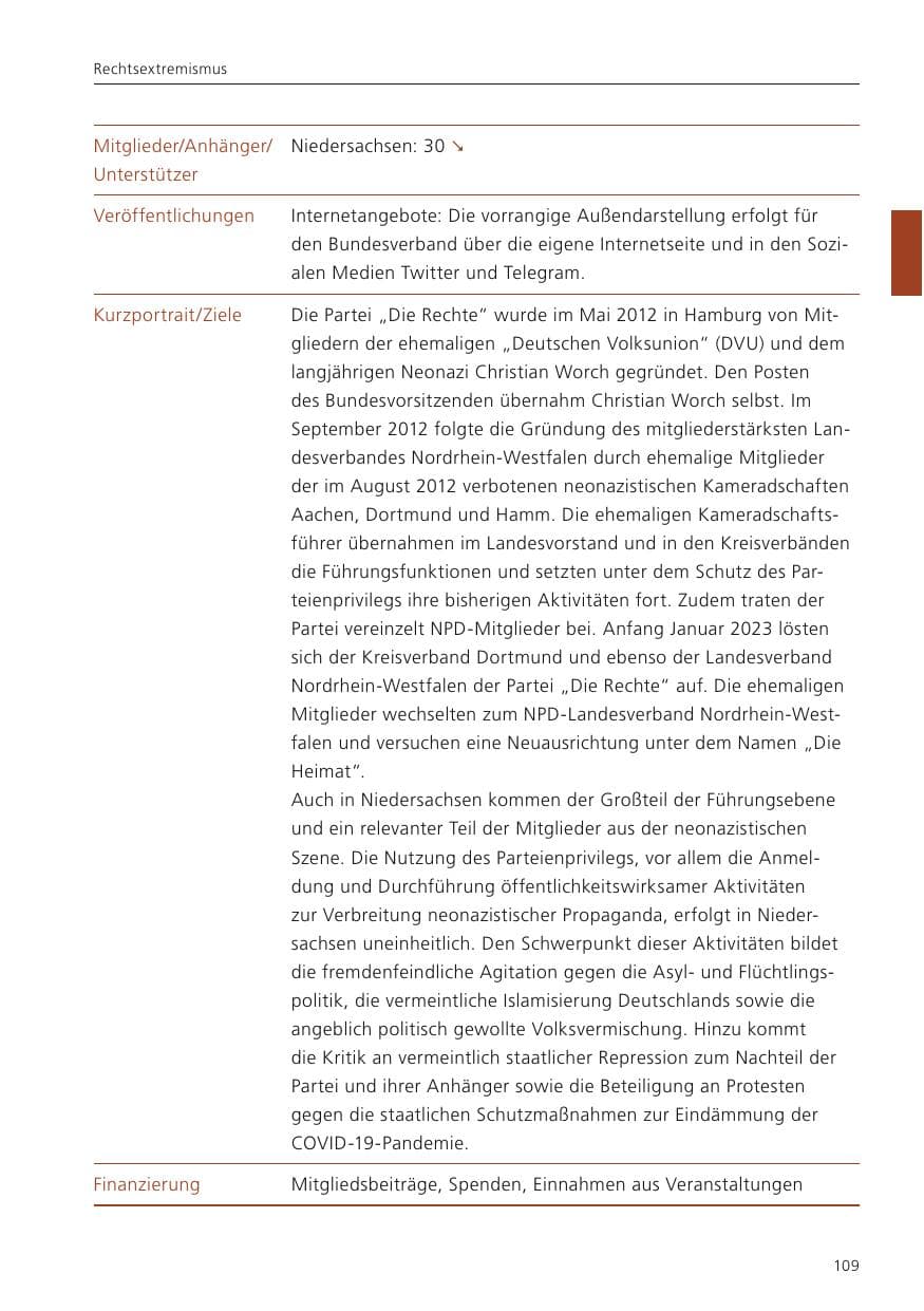 Seite 111 des Verfassungsschutzbericht 2022 Niedersachsen