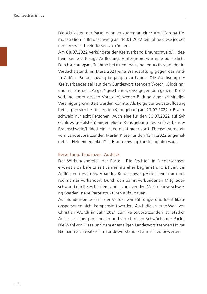 Seite 114 des Verfassungsschutzbericht 2022 Niedersachsen