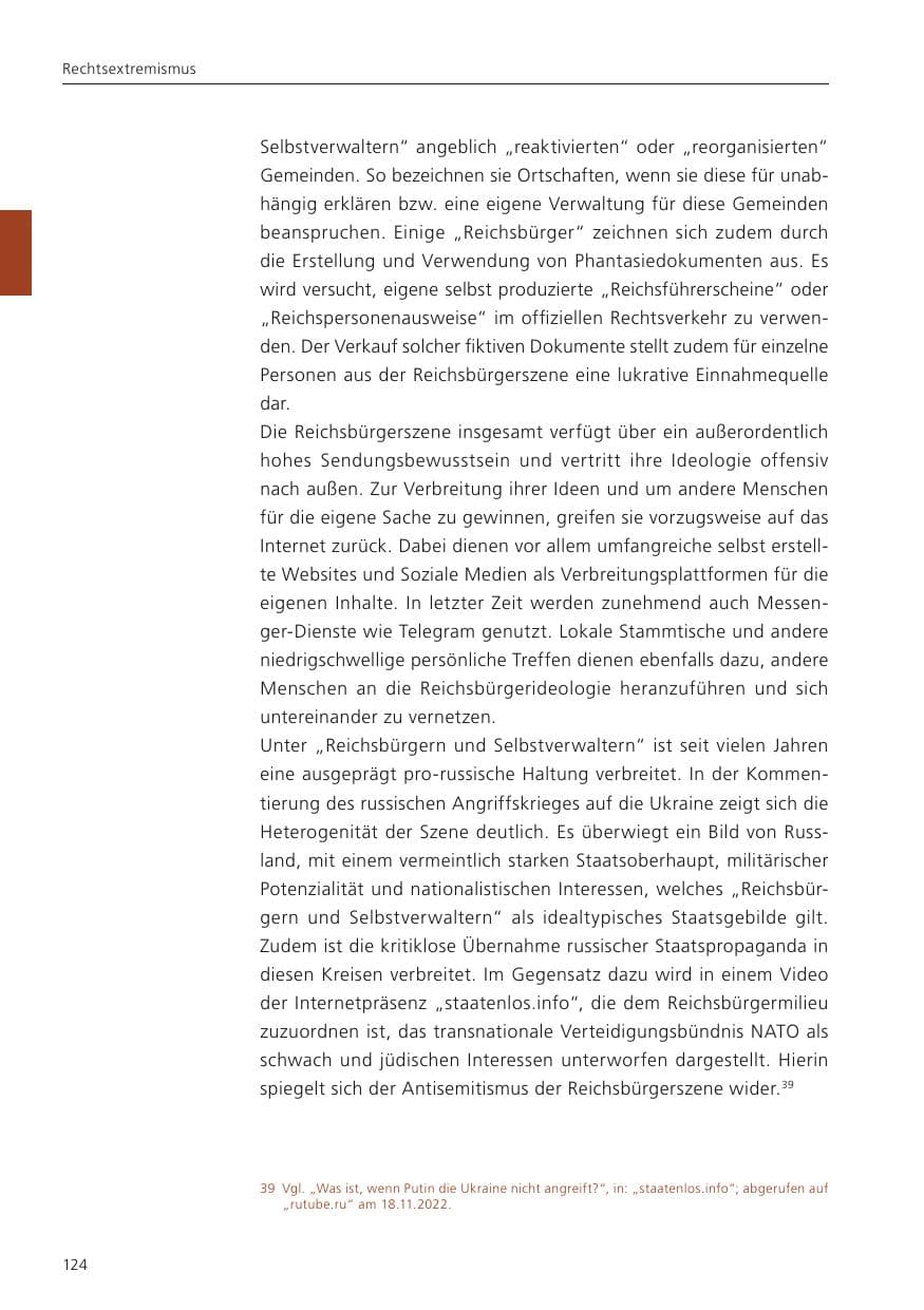 Seite 126 des Verfassungsschutzbericht 2022 Niedersachsen