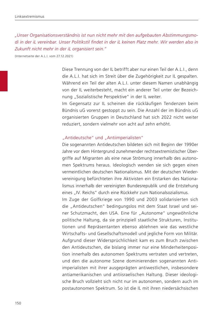 Seite 152 des Verfassungsschutzbericht 2022 Niedersachsen