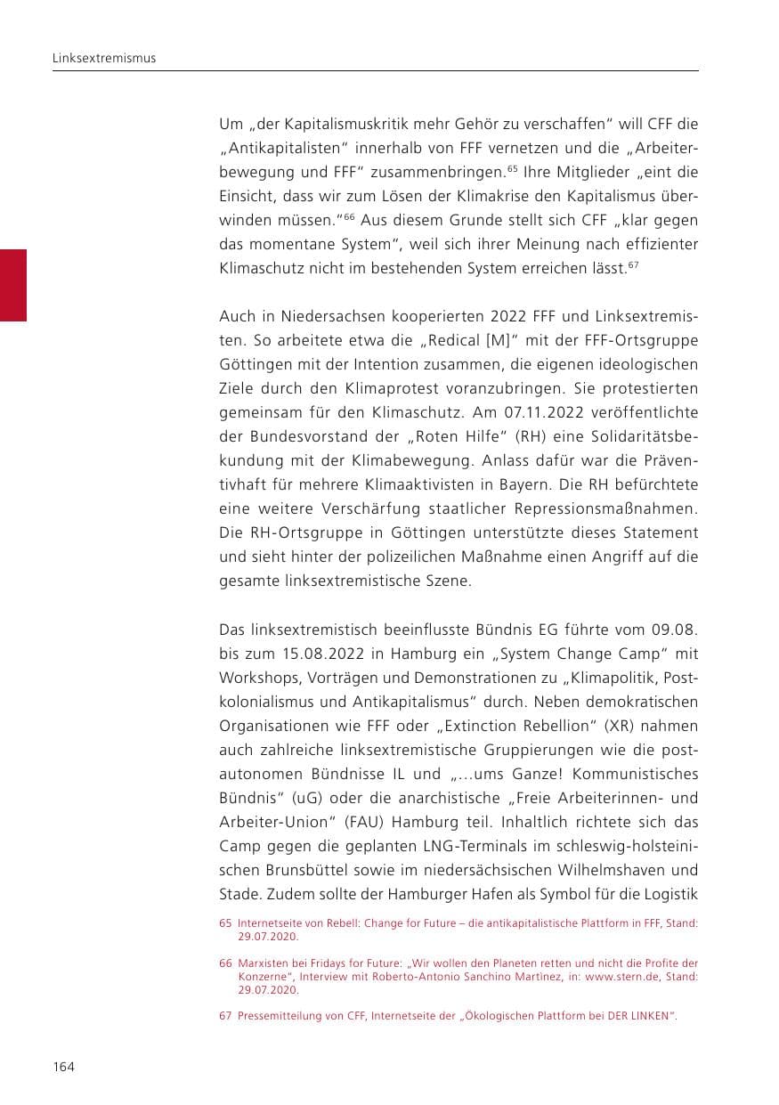 Seite 166 des Verfassungsschutzbericht 2022 Niedersachsen