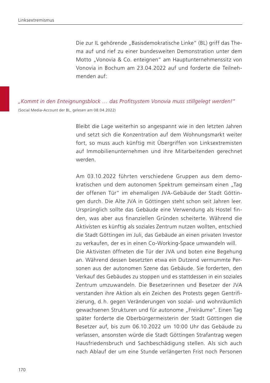 Seite 172 des Verfassungsschutzbericht 2022 Niedersachsen
