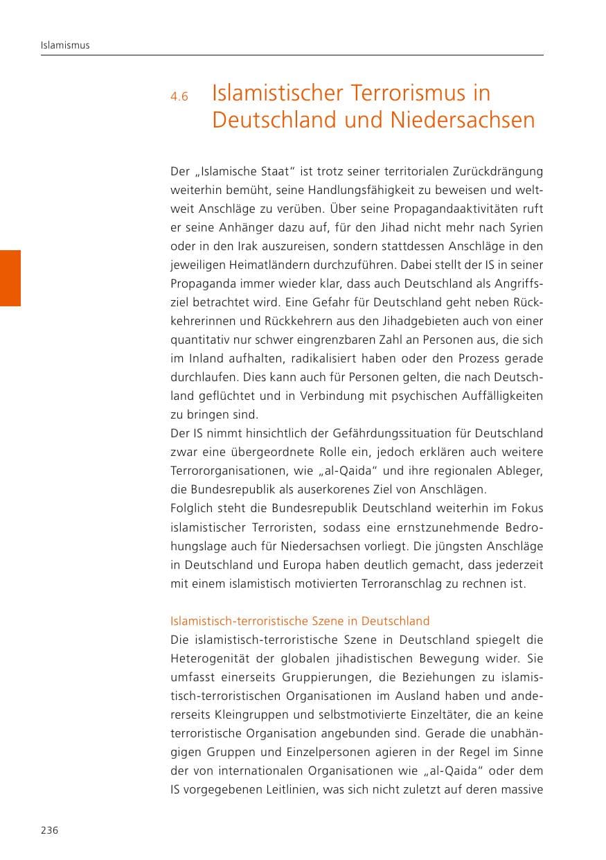 Seite 238 des Verfassungsschutzbericht 2022 Niedersachsen
