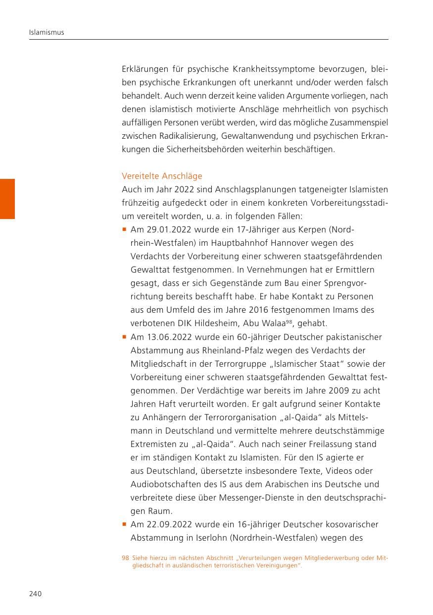 Seite 242 des Verfassungsschutzbericht 2022 Niedersachsen