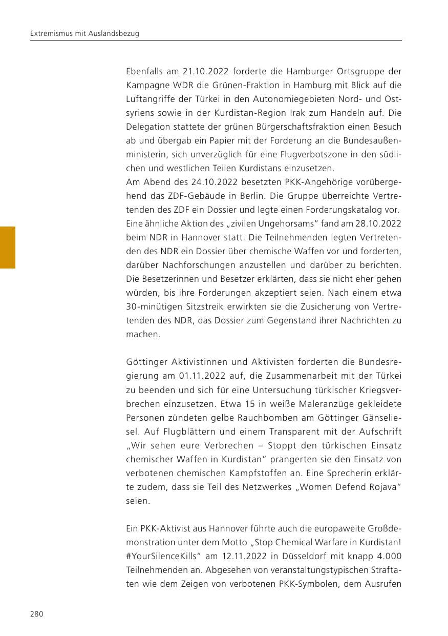 Seite 282 des Verfassungsschutzbericht 2022 Niedersachsen