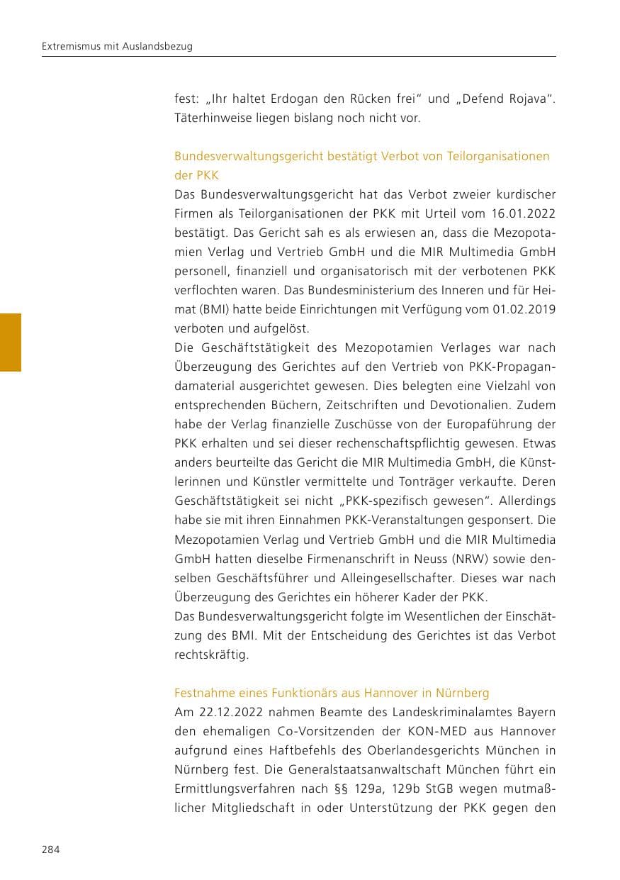 Seite 286 des Verfassungsschutzbericht 2022 Niedersachsen