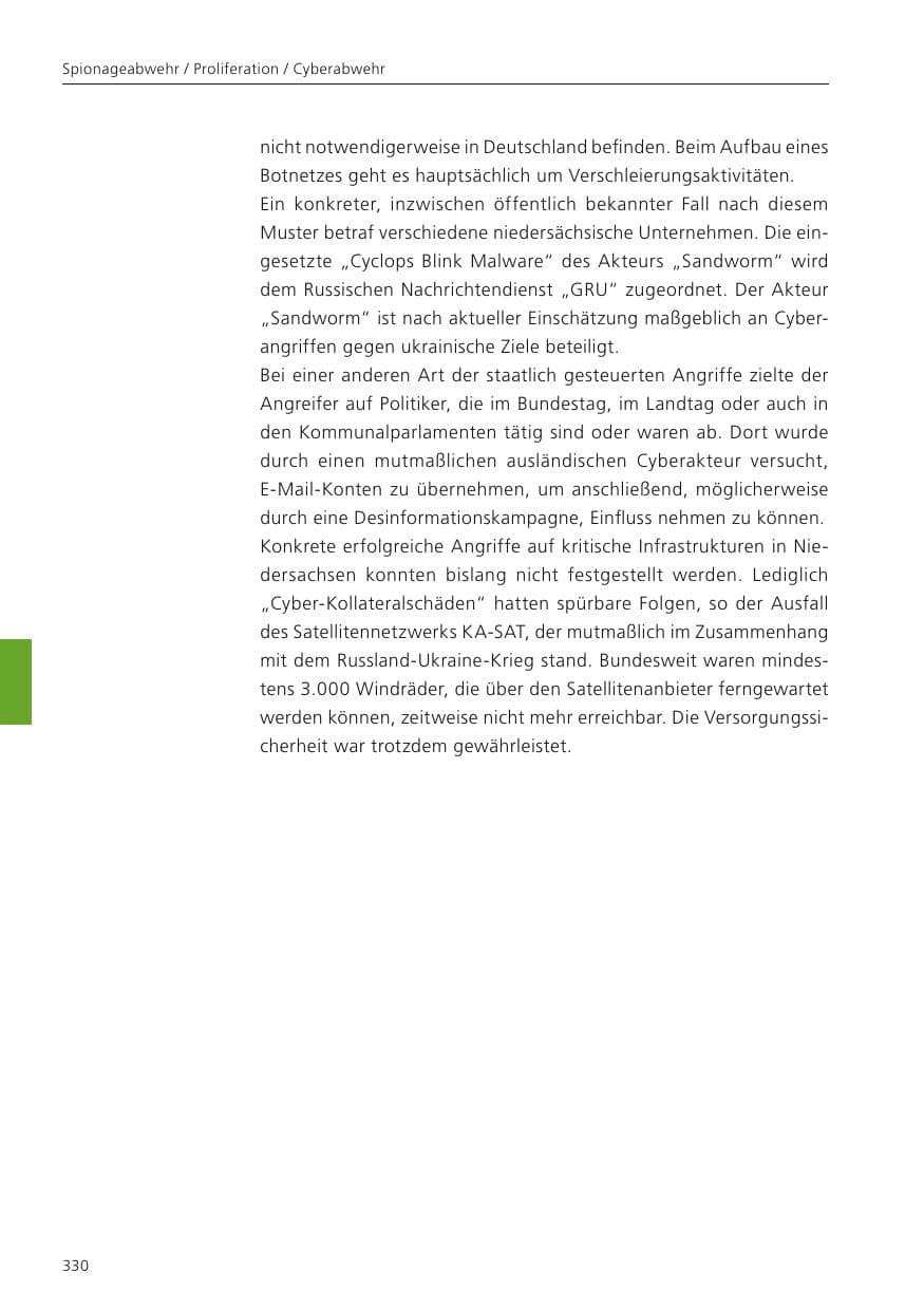 Seite 332 des Verfassungsschutzbericht 2022 Niedersachsen