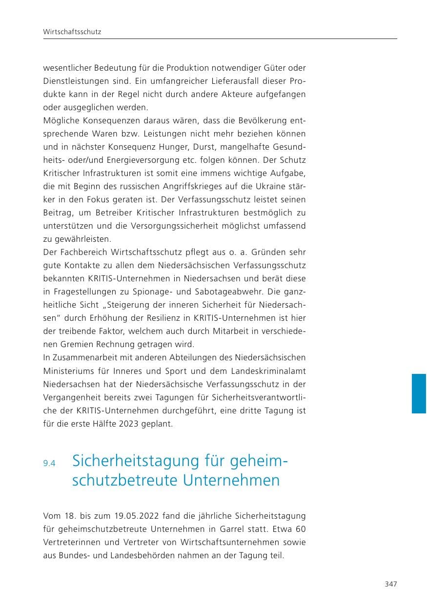 Seite 349 des Verfassungsschutzbericht 2022 Niedersachsen