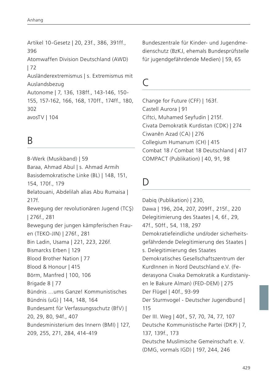 Seite 431 des Verfassungsschutzbericht 2022 Niedersachsen