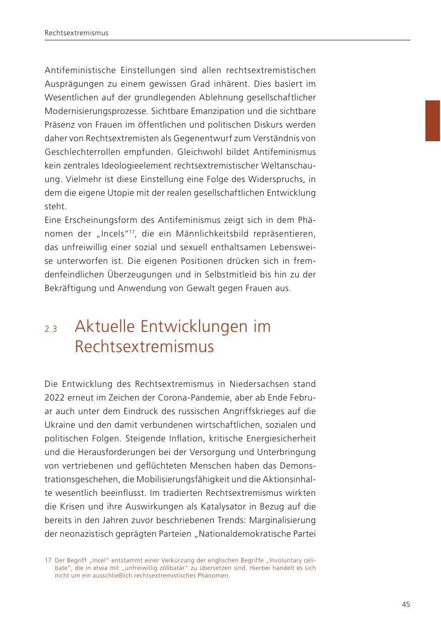 Seite 47 des Verfassungsschutzbericht 2022 Niedersachsen