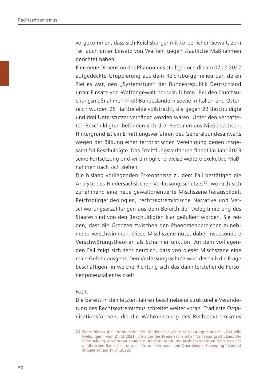 Seite 52 des Verfassungsschutzbericht 2022 Niedersachsen