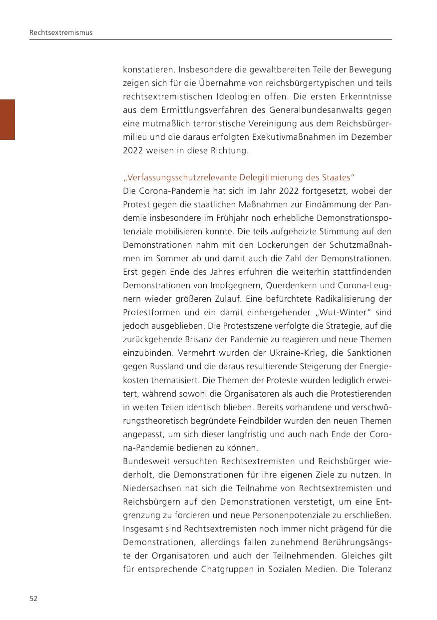 Seite 54 des Verfassungsschutzbericht 2022 Niedersachsen