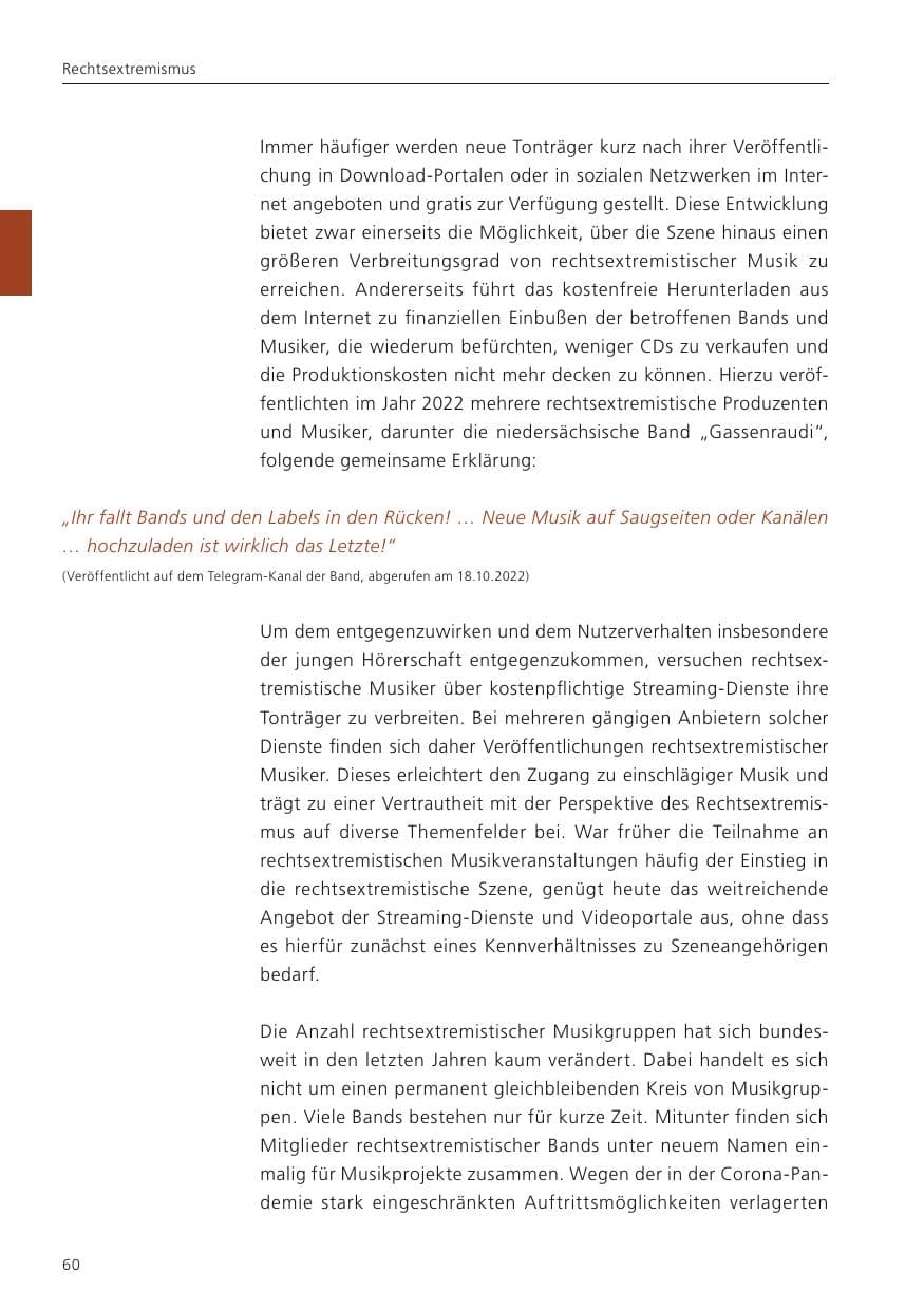 Seite 62 des Verfassungsschutzbericht 2022 Niedersachsen