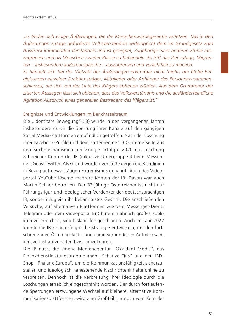 Seite 83 des Verfassungsschutzbericht 2022 Niedersachsen