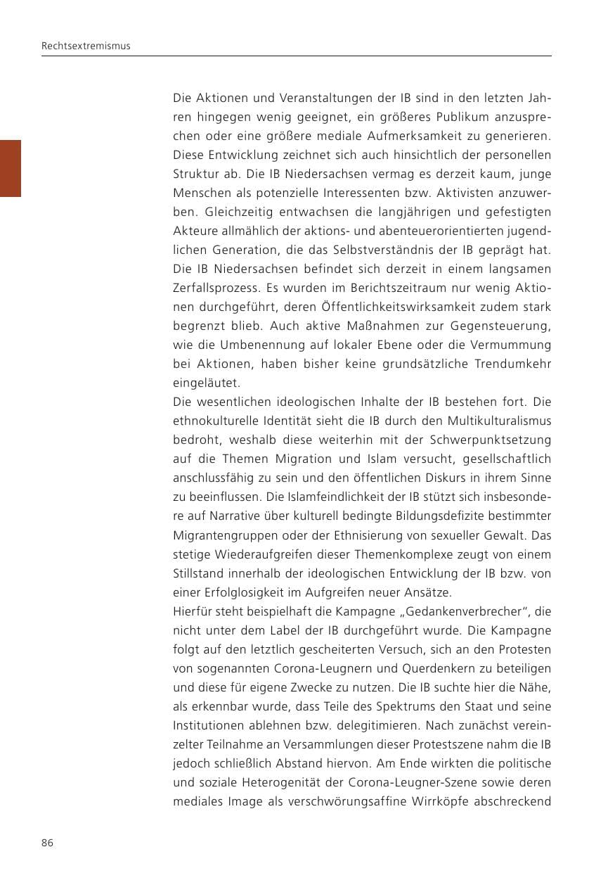 Seite 88 des Verfassungsschutzbericht 2022 Niedersachsen
