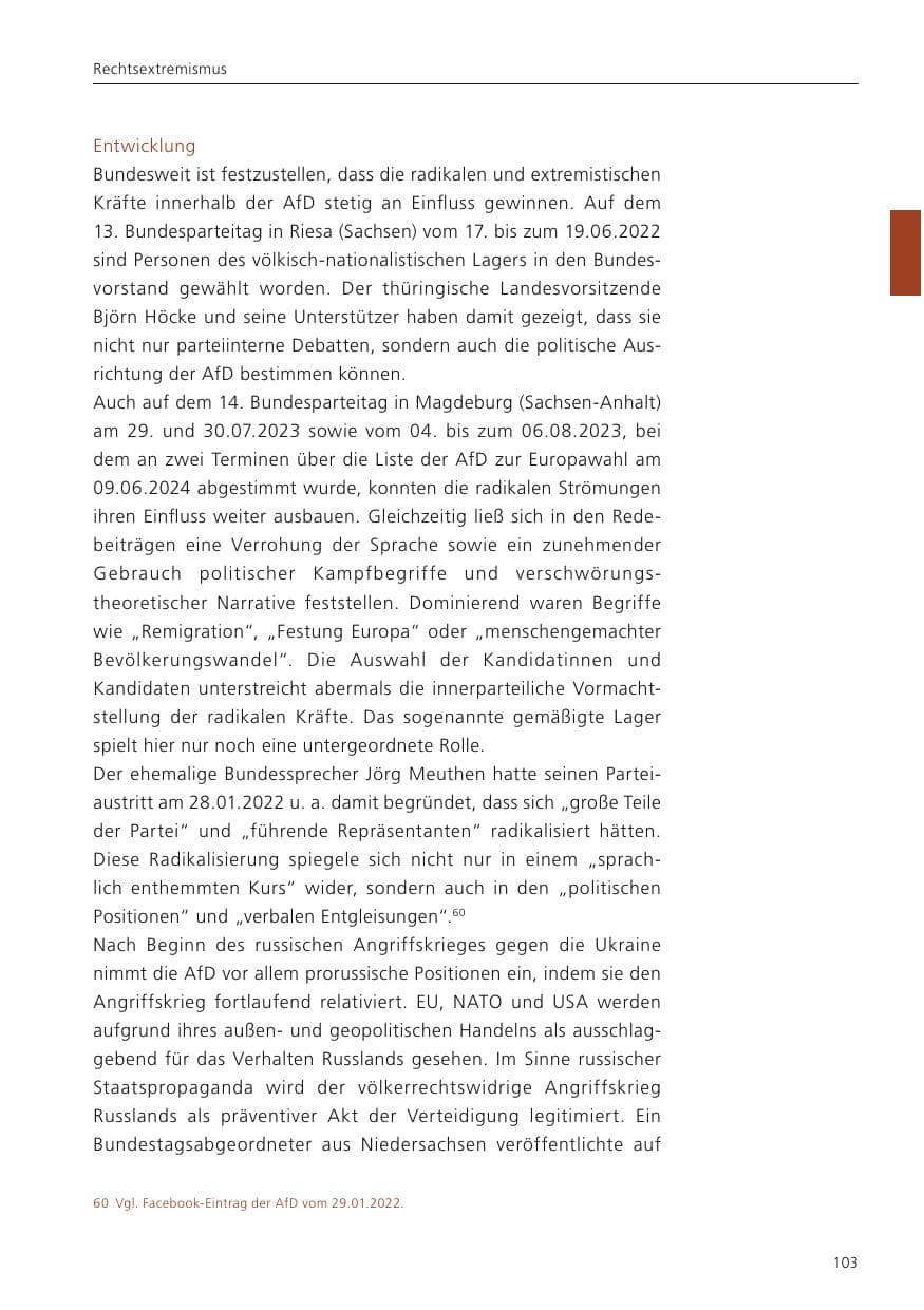 Seite 105 des Verfassungsschutzbericht 2023 Niedersachsen