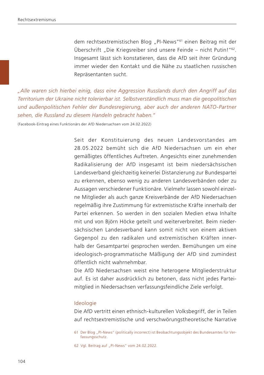 Seite 106 des Verfassungsschutzbericht 2023 Niedersachsen