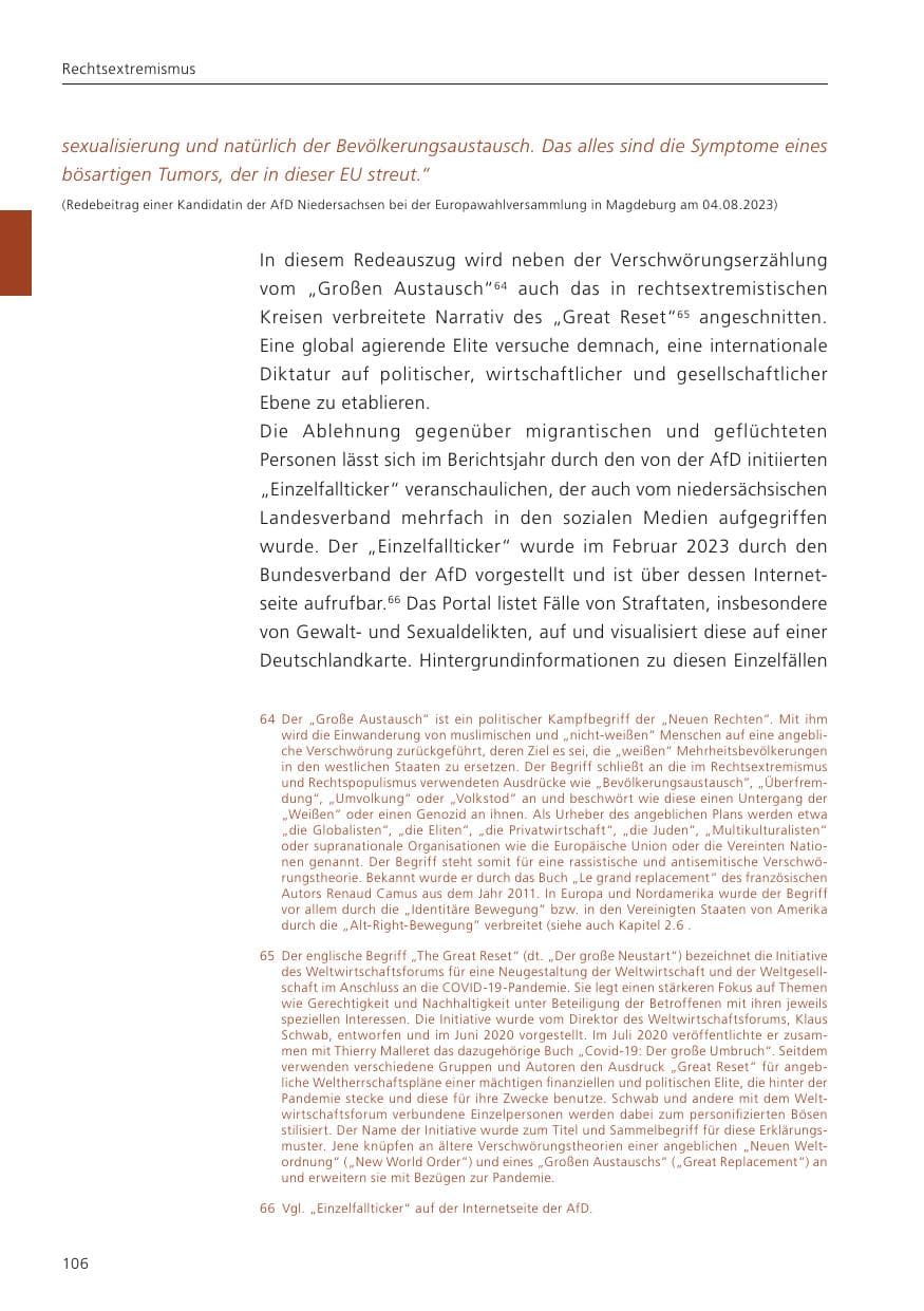 Seite 108 des Verfassungsschutzbericht 2023 Niedersachsen