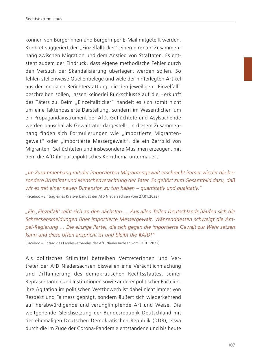 Seite 109 des Verfassungsschutzbericht 2023 Niedersachsen