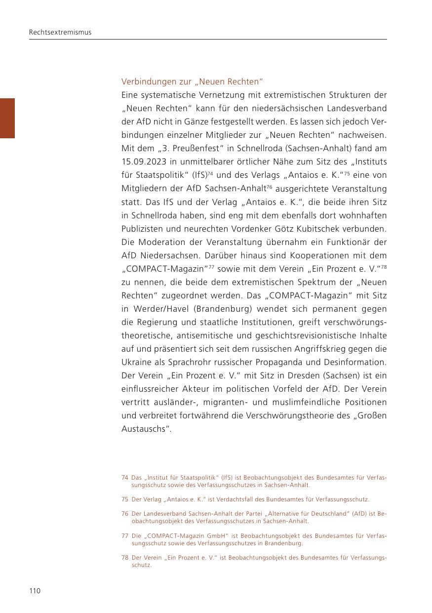 Seite 112 des Verfassungsschutzbericht 2023 Niedersachsen