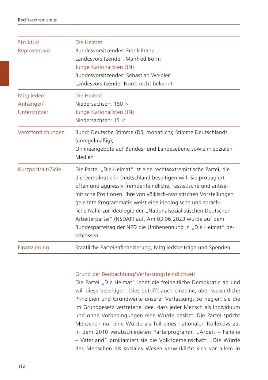 Seite 114 des Verfassungsschutzbericht 2023 Niedersachsen