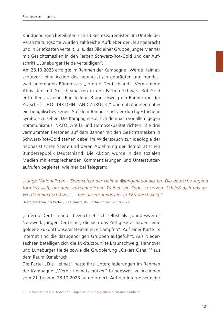 Seite 123 des Verfassungsschutzbericht 2023 Niedersachsen