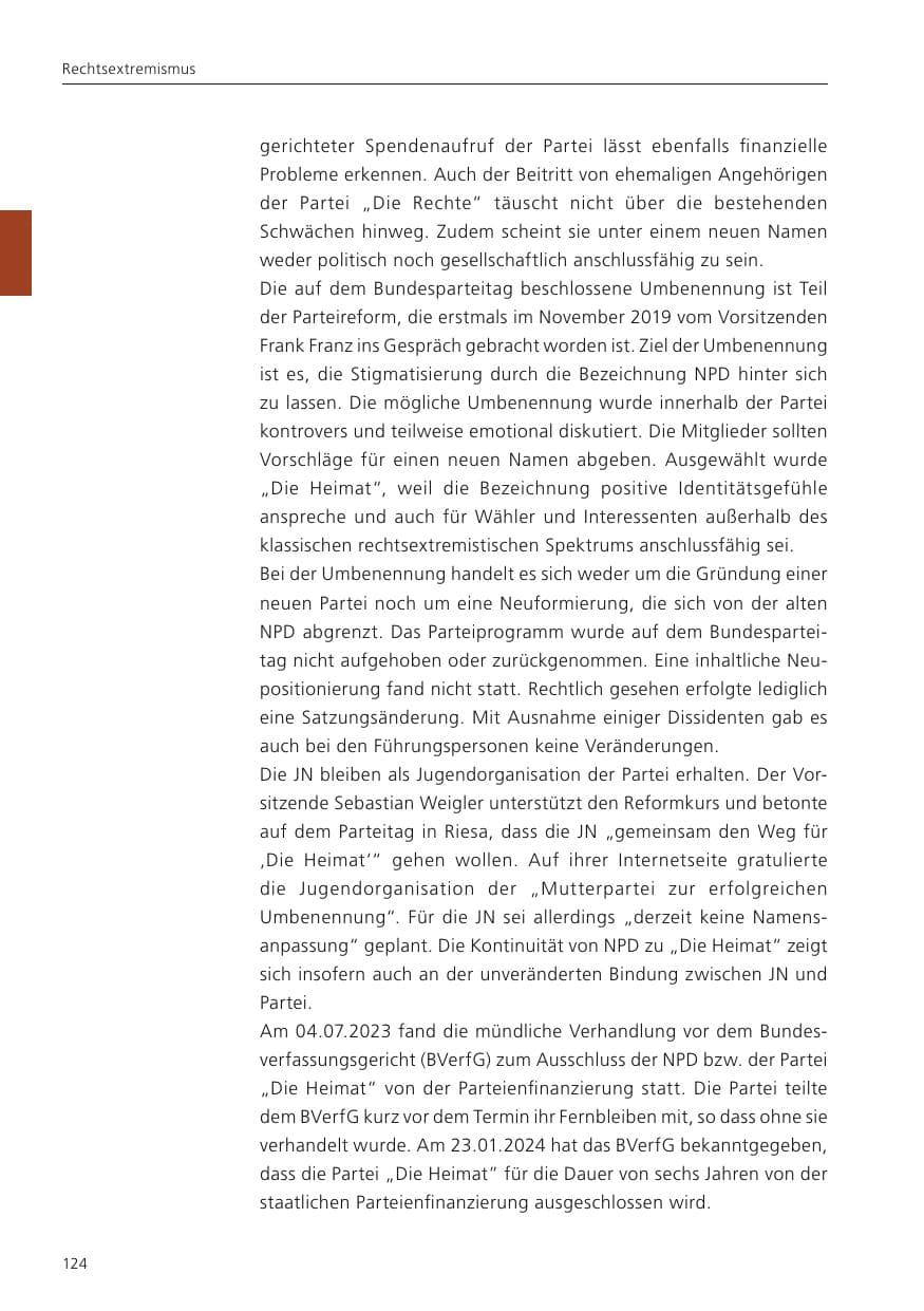 Seite 126 des Verfassungsschutzbericht 2023 Niedersachsen