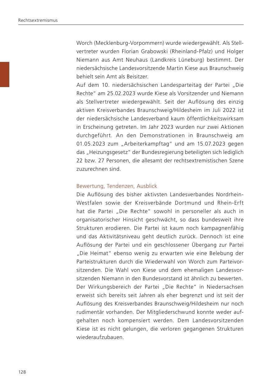 Seite 130 des Verfassungsschutzbericht 2023 Niedersachsen