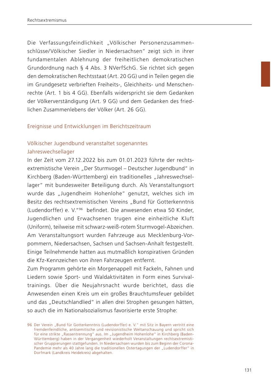 Seite 133 des Verfassungsschutzbericht 2023 Niedersachsen