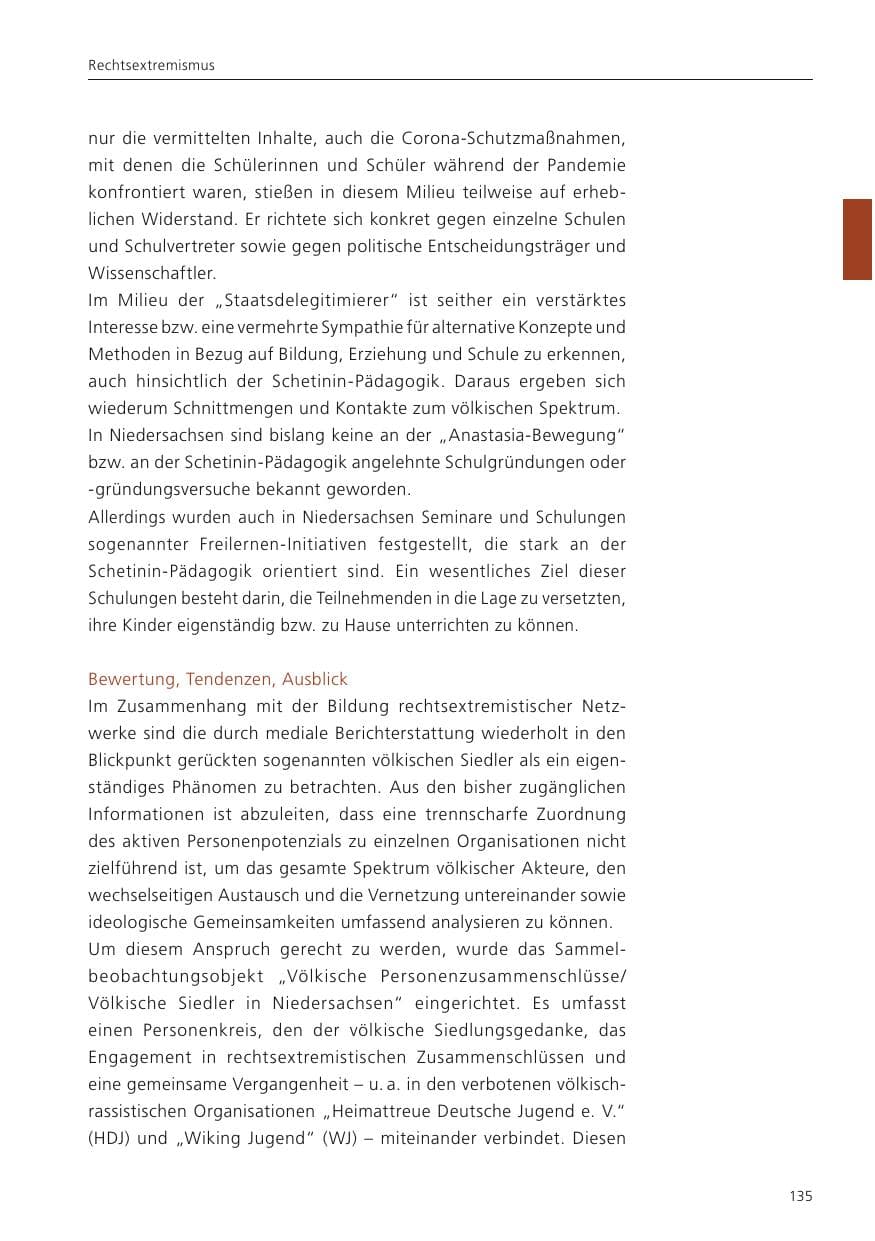 Seite 137 des Verfassungsschutzbericht 2023 Niedersachsen