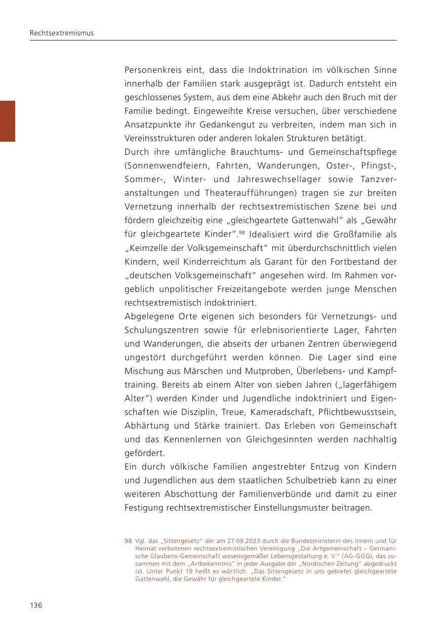 Seite 138 des Verfassungsschutzbericht 2023 Niedersachsen