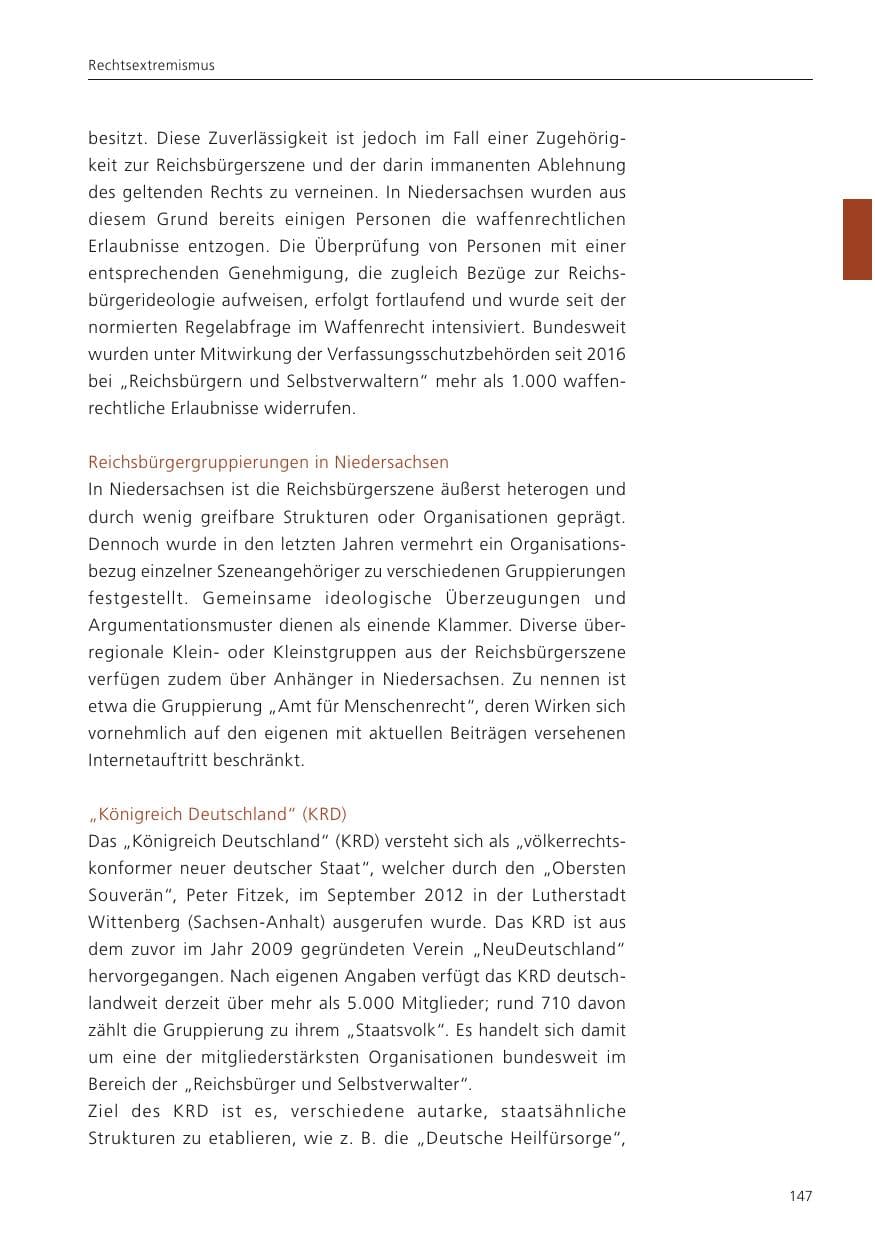 Seite 149 des Verfassungsschutzbericht 2023 Niedersachsen