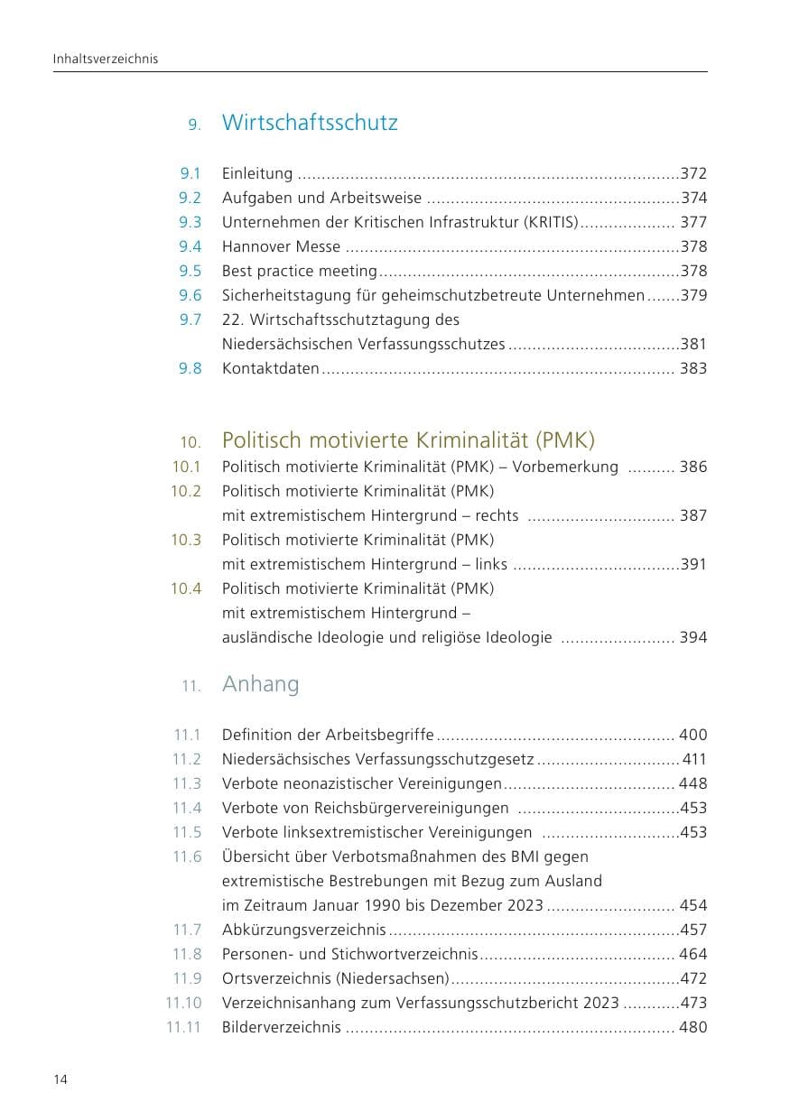 Seite 16 des Verfassungsschutzbericht 2023 Niedersachsen