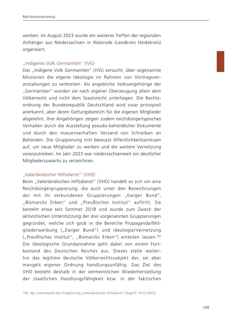 Seite 151 des Verfassungsschutzbericht 2023 Niedersachsen
