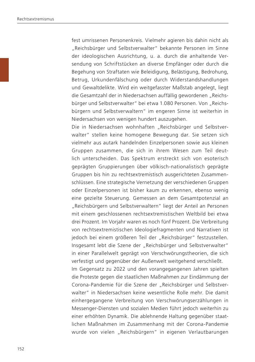 Seite 154 des Verfassungsschutzbericht 2023 Niedersachsen