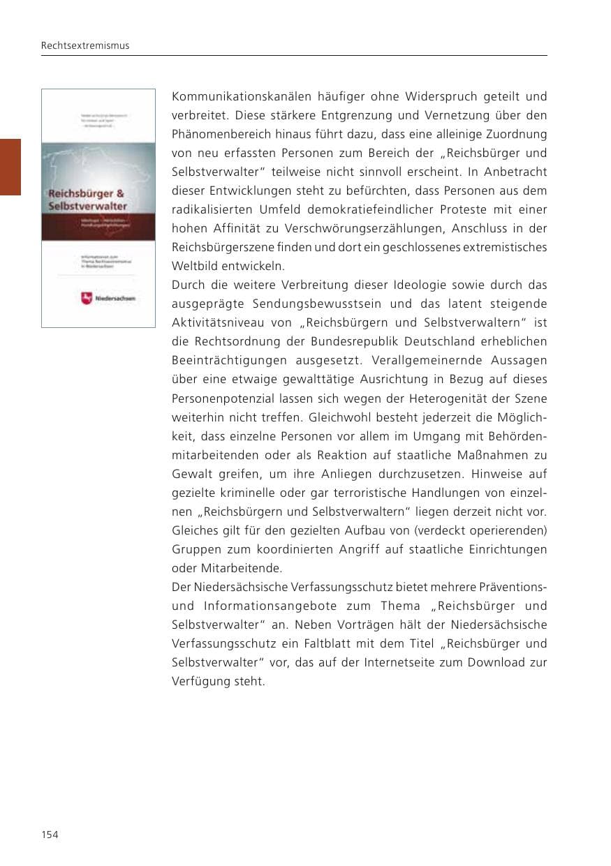 Seite 156 des Verfassungsschutzbericht 2023 Niedersachsen