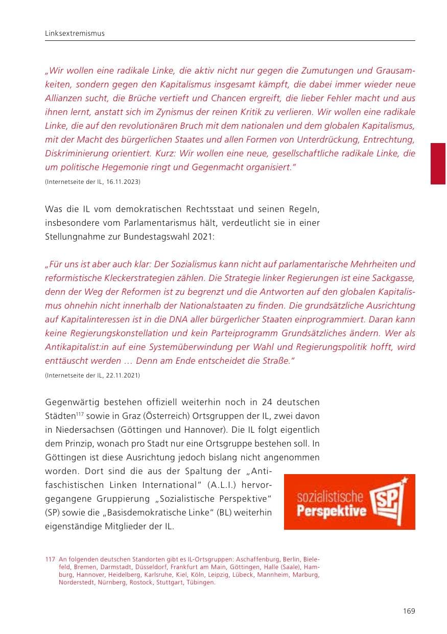 Seite 171 des Verfassungsschutzbericht 2023 Niedersachsen