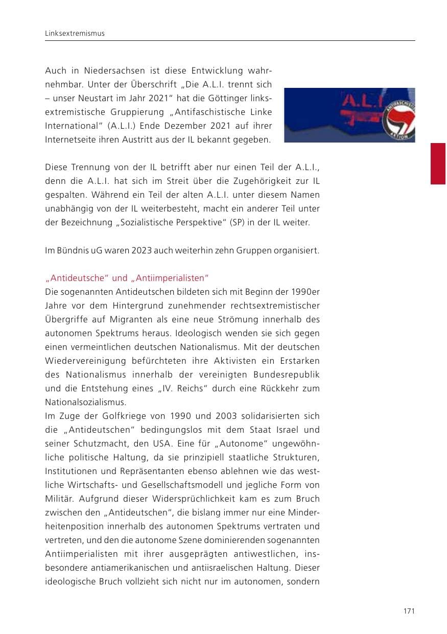 Seite 173 des Verfassungsschutzbericht 2023 Niedersachsen