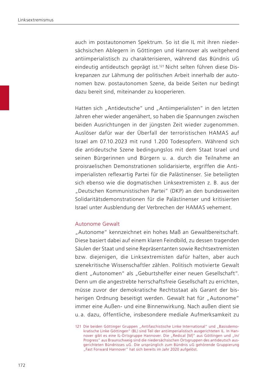 Seite 174 des Verfassungsschutzbericht 2023 Niedersachsen