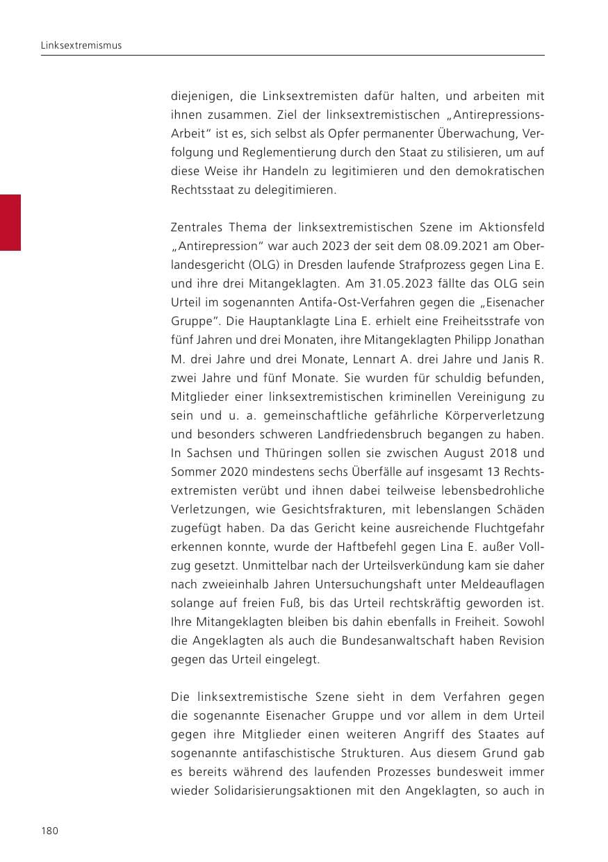 Seite 182 des Verfassungsschutzbericht 2023 Niedersachsen
