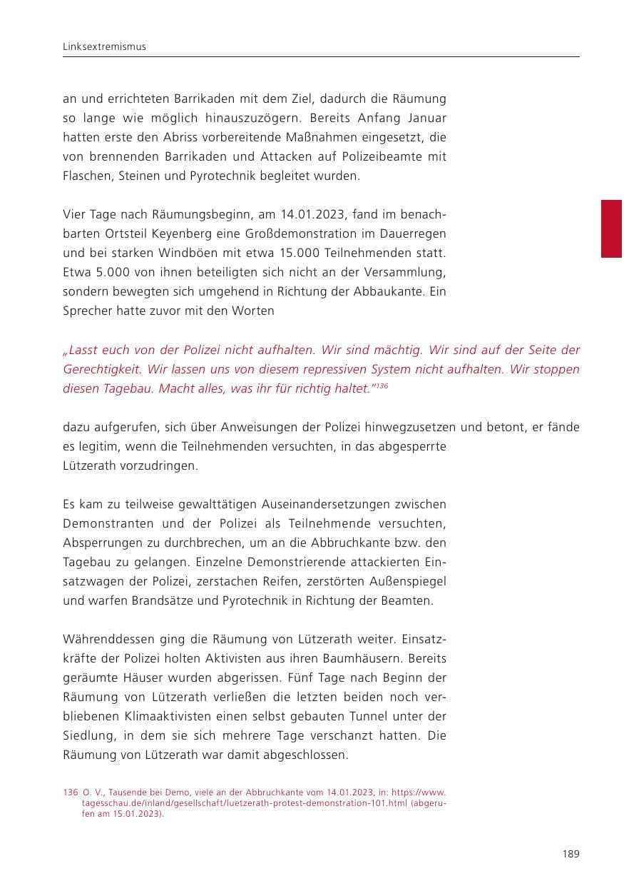 Seite 191 des Verfassungsschutzbericht 2023 Niedersachsen