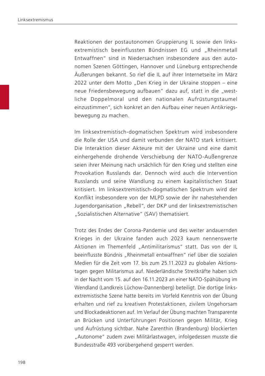 Seite 200 des Verfassungsschutzbericht 2023 Niedersachsen