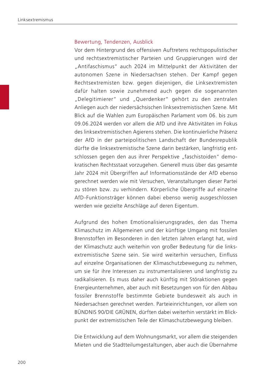 Seite 202 des Verfassungsschutzbericht 2023 Niedersachsen