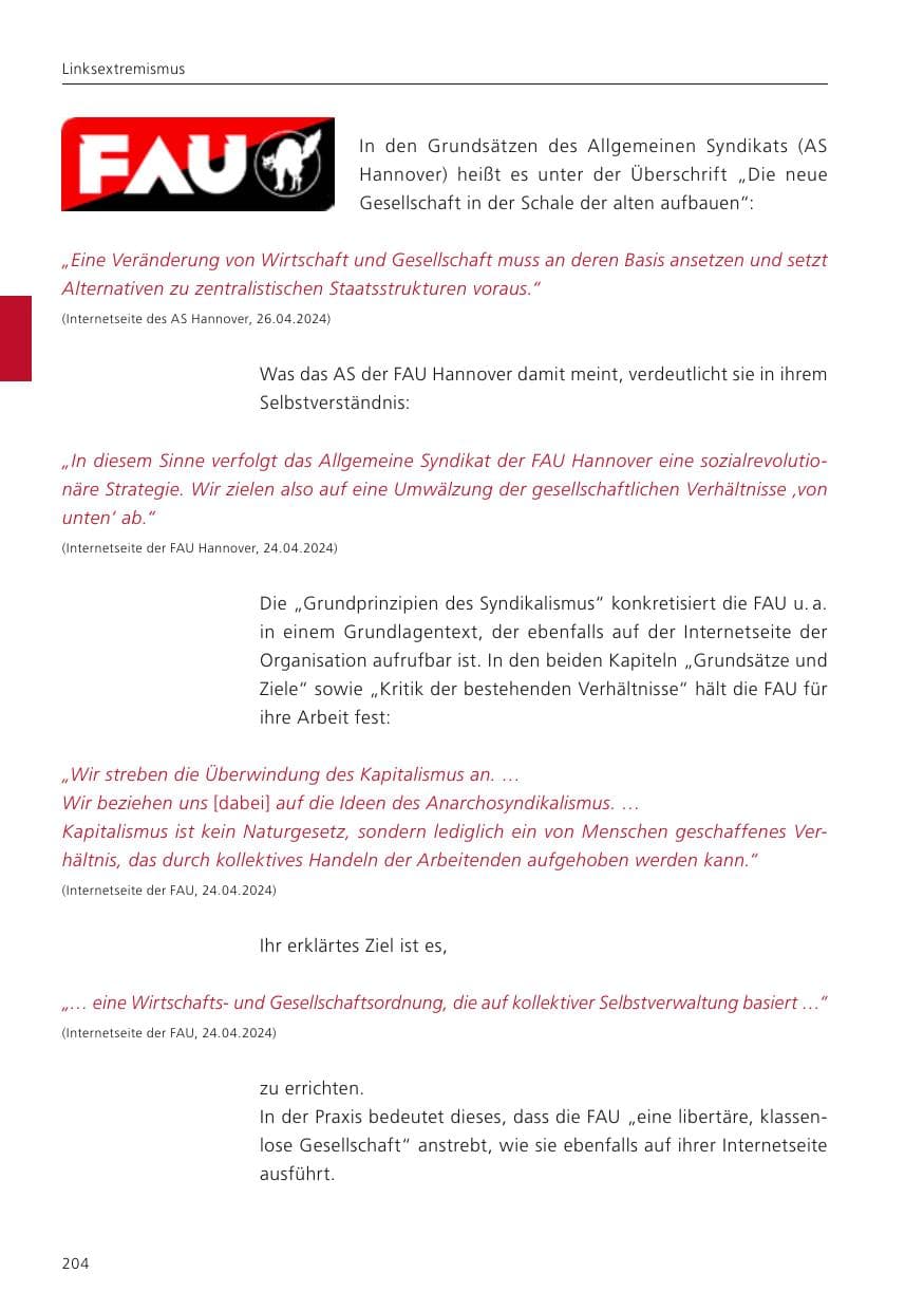 Seite 206 des Verfassungsschutzbericht 2023 Niedersachsen
