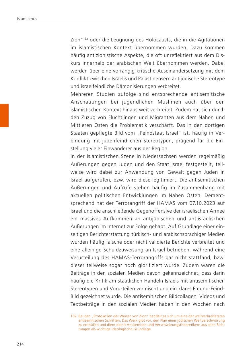 Seite 216 des Verfassungsschutzbericht 2023 Niedersachsen