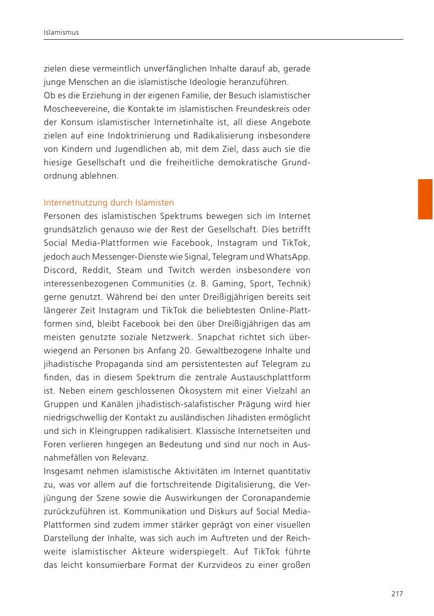 Seite 219 des Verfassungsschutzbericht 2023 Niedersachsen