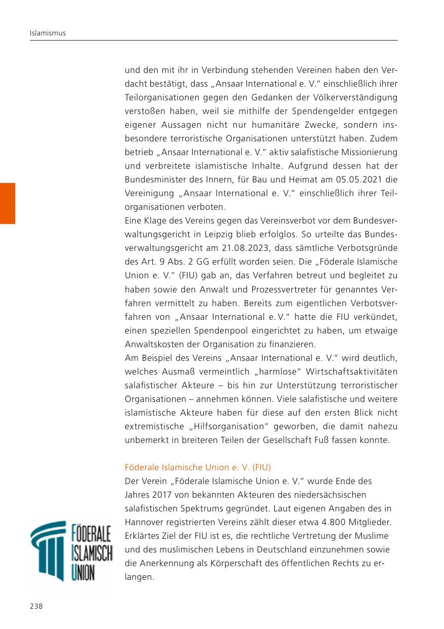 Seite 240 des Verfassungsschutzbericht 2023 Niedersachsen