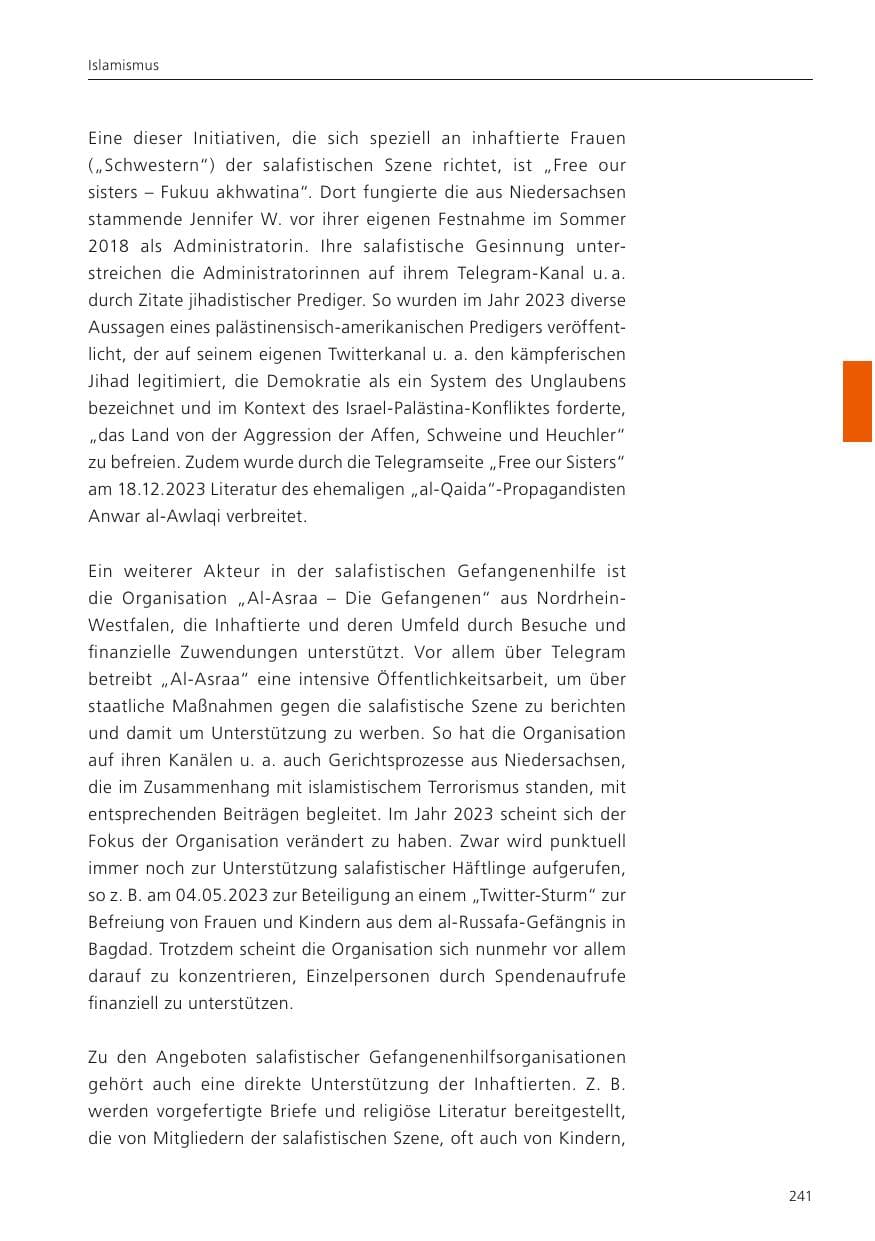 Seite 243 des Verfassungsschutzbericht 2023 Niedersachsen